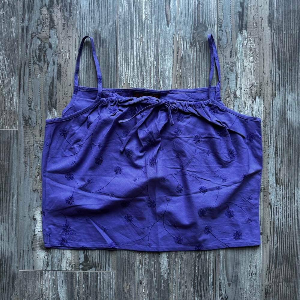 Women’s Like New Ralph Lauren Purple Embroidered Tanktop Front Tie Small Cotton